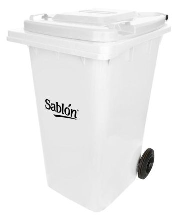 Bote de Basura 240L Sablón con Ruedas Blanco