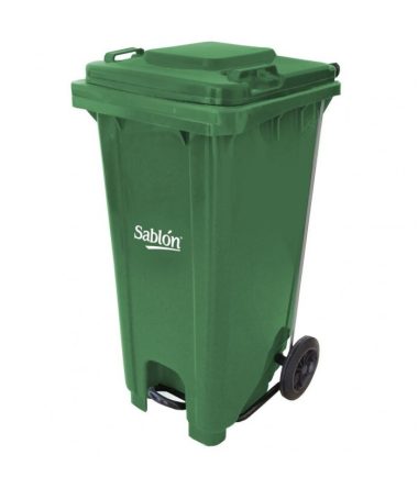 Bote de Basura de 120 litros con Pedal Sablón Verde con Tapa