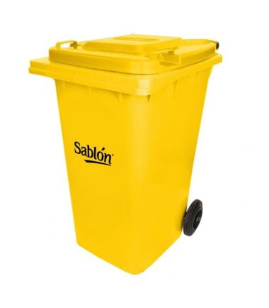 Bote de Basura 240L Sablón Amarillo con Ruedas