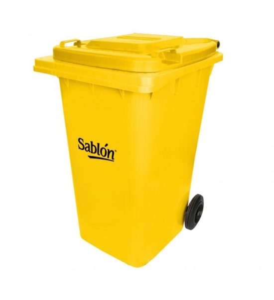 Bote de Basura 240L Sablón Amarillo con Ruedas