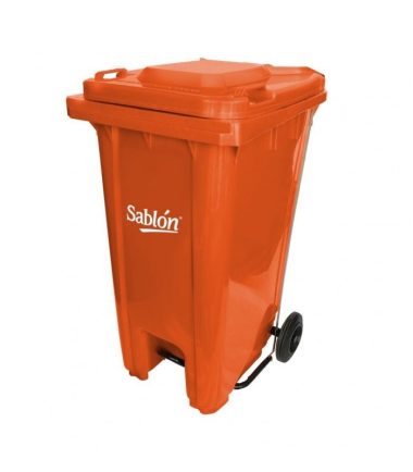 Bote de Basura 240L Sablón con Pedal Naranja