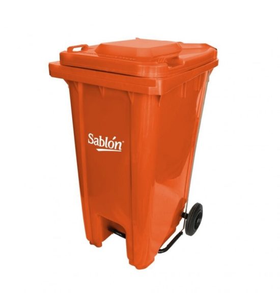 Bote de Basura 240L Sablón con Pedal Naranja