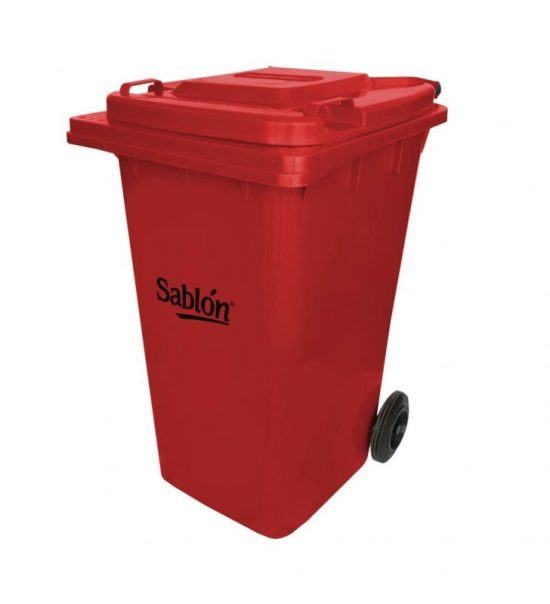 Bote de Basura 240L Sablón Rojo con Ruedas