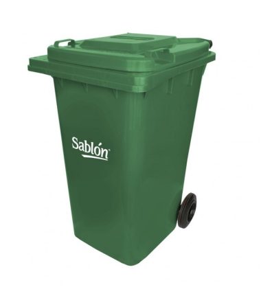 Bote de Basura 240L Sablón Verde con Ruedas