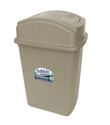 Bote de Basura 65L Sablón Capuchino con Tapa Balancín Lateral