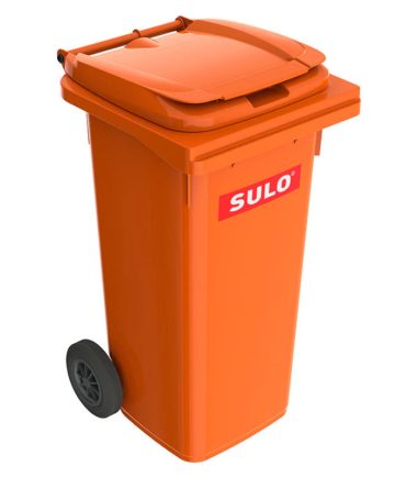 Bote de Basura de 120 Litros SULO Naranja con Tapa