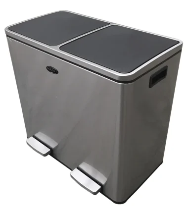 Bote Doble de Acero Inoxidable con Pedal 48 Litros